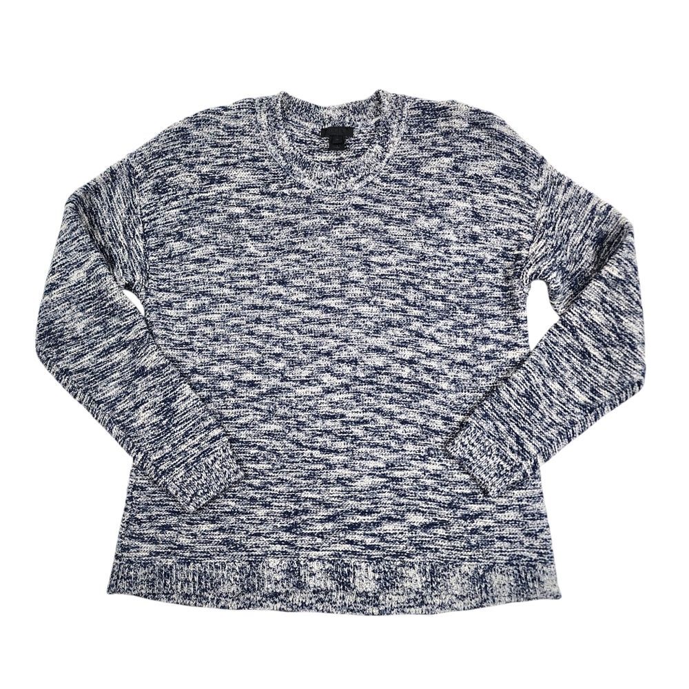 J.Crew Blue White Marbled Cotton Acrylic Sweater Size M